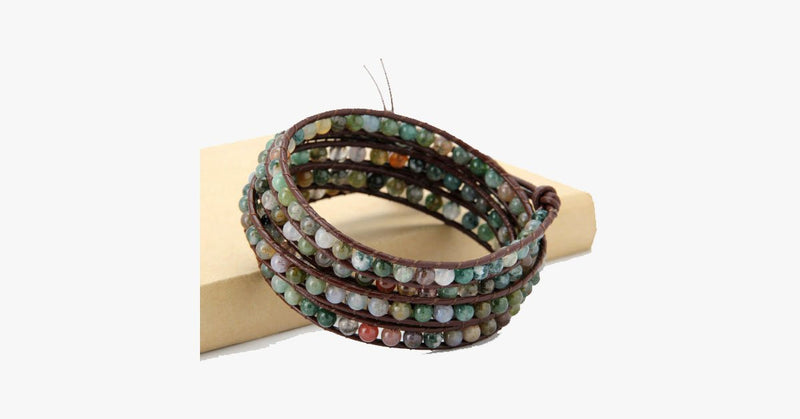4MM  India Agate Stone Wrap Bracelet - FREE SHIP DEALS