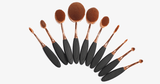 10 Piece Black and Gold Oval Brush Set - FREE SHIP DEALS