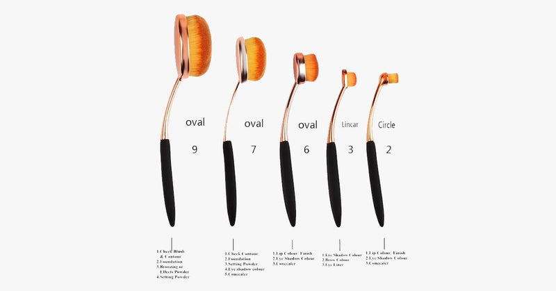 5 Piece Rose Gold Oval Brush Set - FREE SHIP DEALS