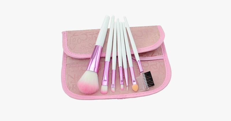 7 Piece Soft Pink Brush Set - FREE SHIP DEALS