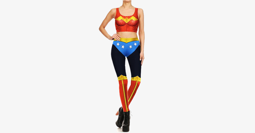 Women's Sexy Wonder Women Comic Hero Leggings Set - FREE SHIP DEALS
